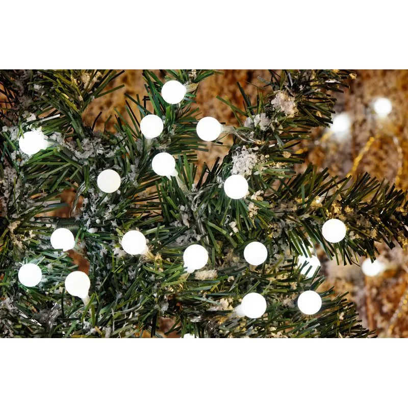 Vianočné osvetlenie reťaz Cherry Balls, 100× LED, studená biela, 9,9 m, exteriér