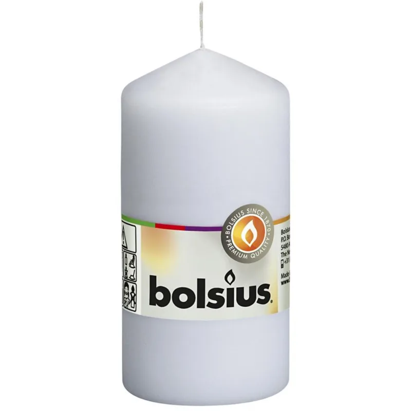Sviečka Bolsius Pillar, 120/60 mm, biela