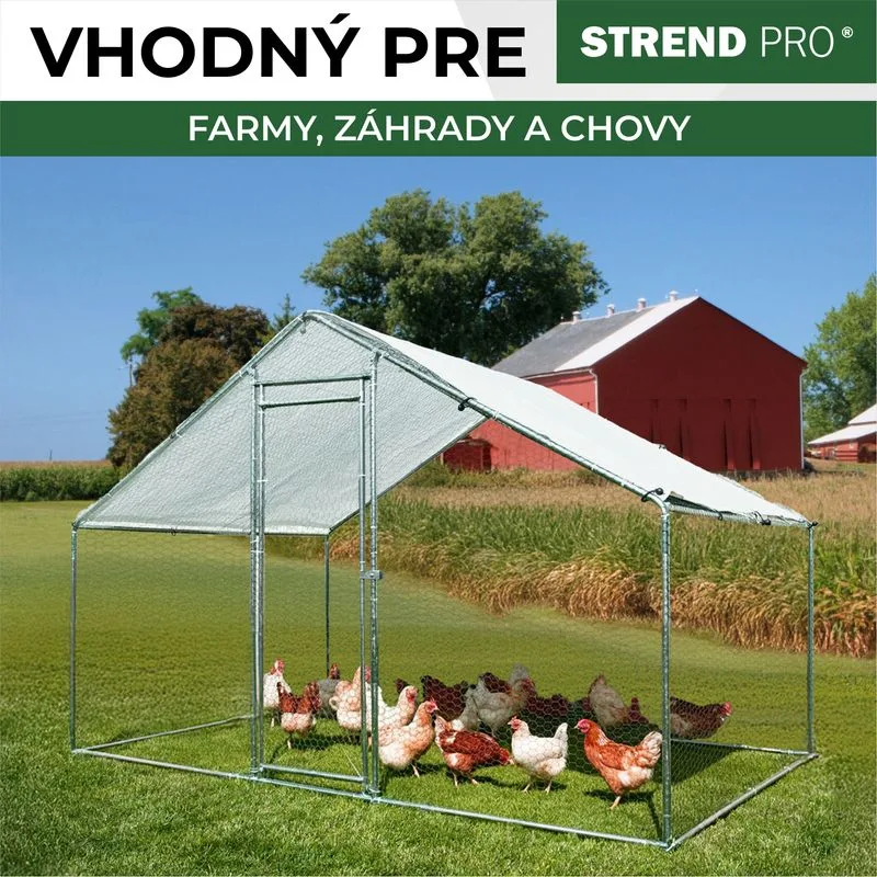 Kurín pre sliepky, voliéra, klietka, kurnik, so strechou, 3x2x2 m