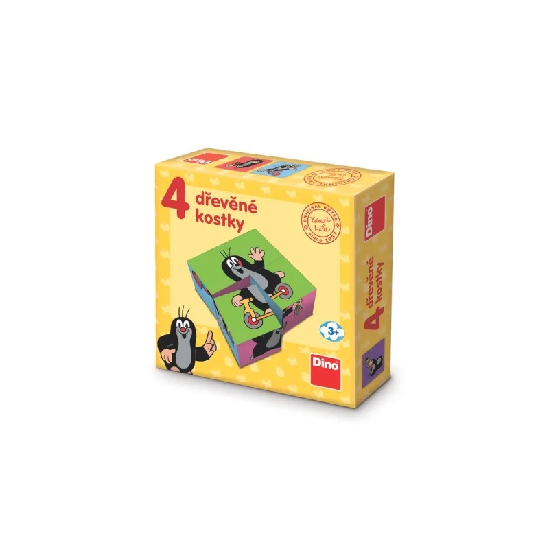 Dino Drevené kocky Krtko 4 ks