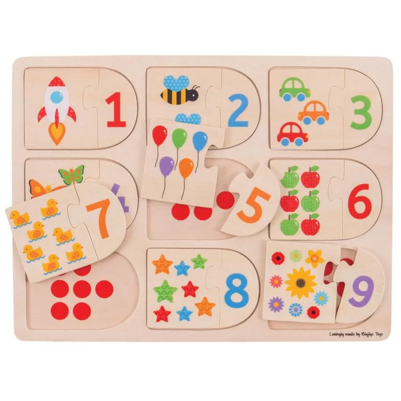 Bigjigs Toys Vkladacie puzzle Obrázky a počítanie