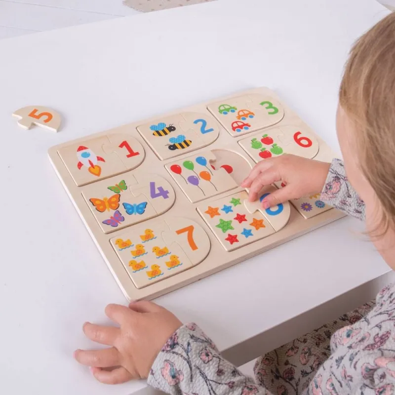 Bigjigs Toys Vkladacie puzzle Obrázky a počítanie