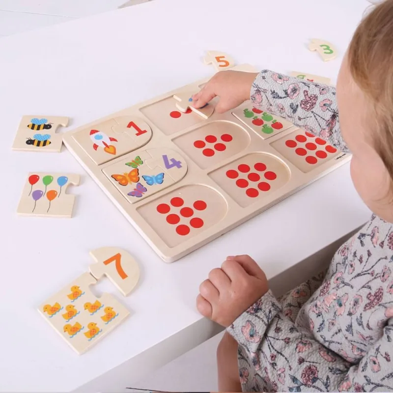 Bigjigs Toys Vkladacie puzzle Obrázky a počítanie