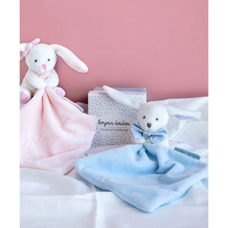 Doudou Darčeková sada modrá - Zajačik s mojkáčikom 10 cm
