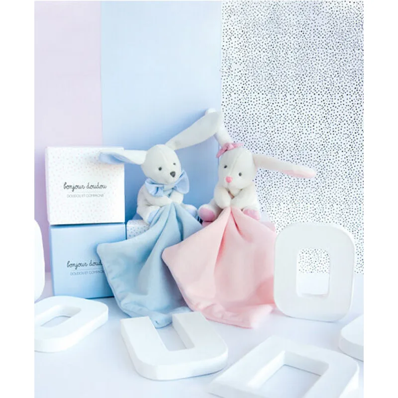 Doudou Darčeková sada modrá - Zajačik s mojkáčikom 10 cm