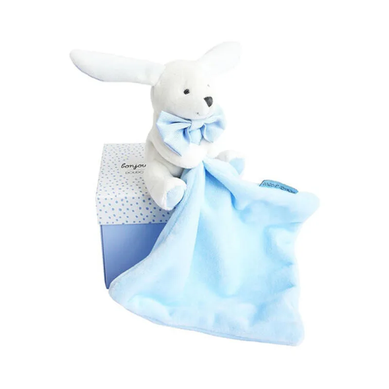 Doudou Darčeková sada modrá - Zajačik s mojkáčikom 10 cm