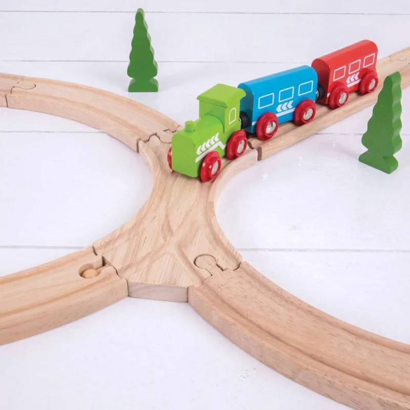 Bigjigs Rail Drevené koľaje Spojená symetrická výhybka - 2 ks
