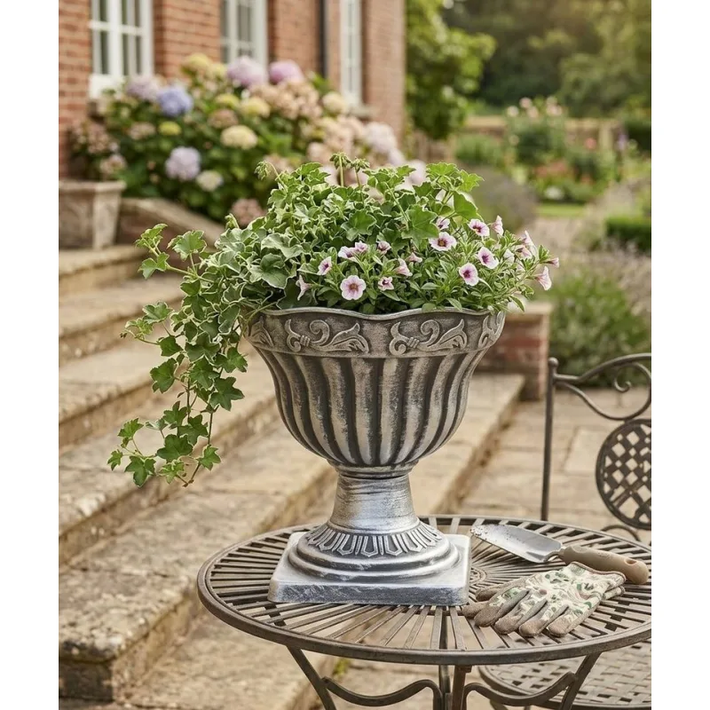 Strieborný kvetináč Strend Pro Antik, 30x30 cm, metalický efekt