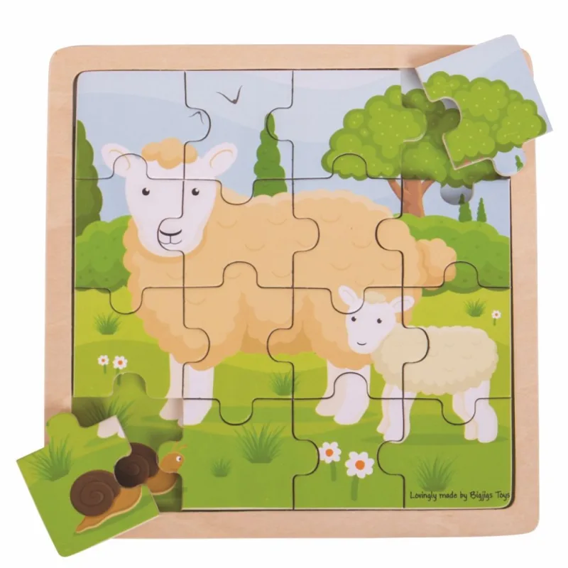 Bigjigs Toys Puzzle - Ovečka s jahniatkom 16 ks