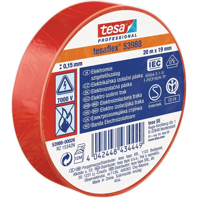 Izolačná páska tesa PRO tesaflex, červená, 19 mm, L-20 m