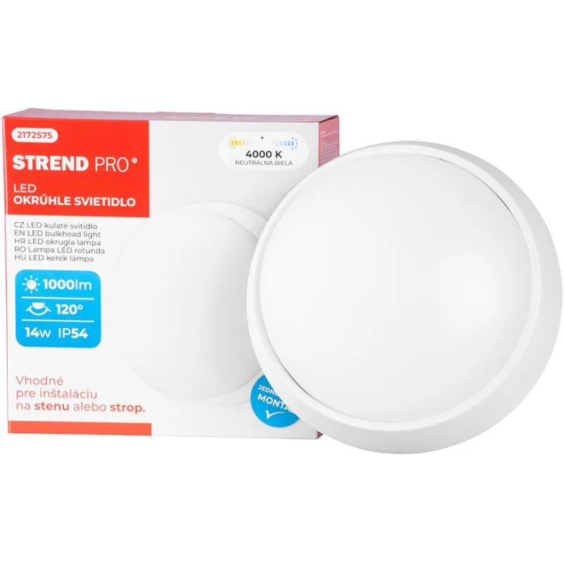 Svietidlo na strop a stenu Bulkhead, SMD LED 2835, 1000 lm, okrúhle, IP54