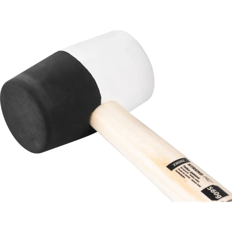 Gumené kladivo BlackWhite, 560 g, drevená rúčka, 300 mm