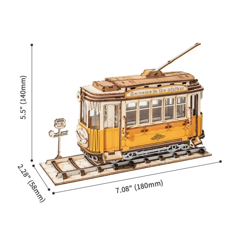 RoboTime Drevené 3D puzzle Historická električka 145 ks