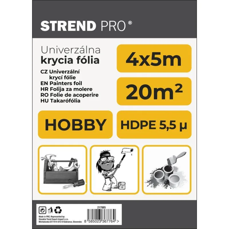 Fólia maliarska Hobby 4x5 m, zakrývacia, 5,5 µ
