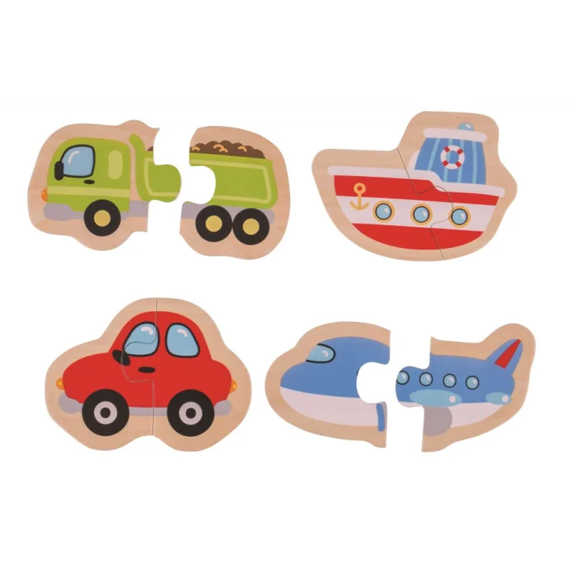 Bigjigs Toys Dvojdielne puzzle - Dopravné prostriedky