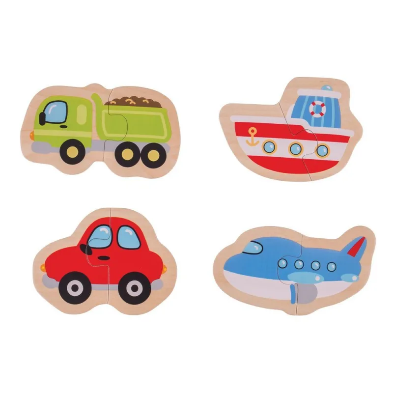 Bigjigs Toys Dvojdielne puzzle - Dopravné prostriedky