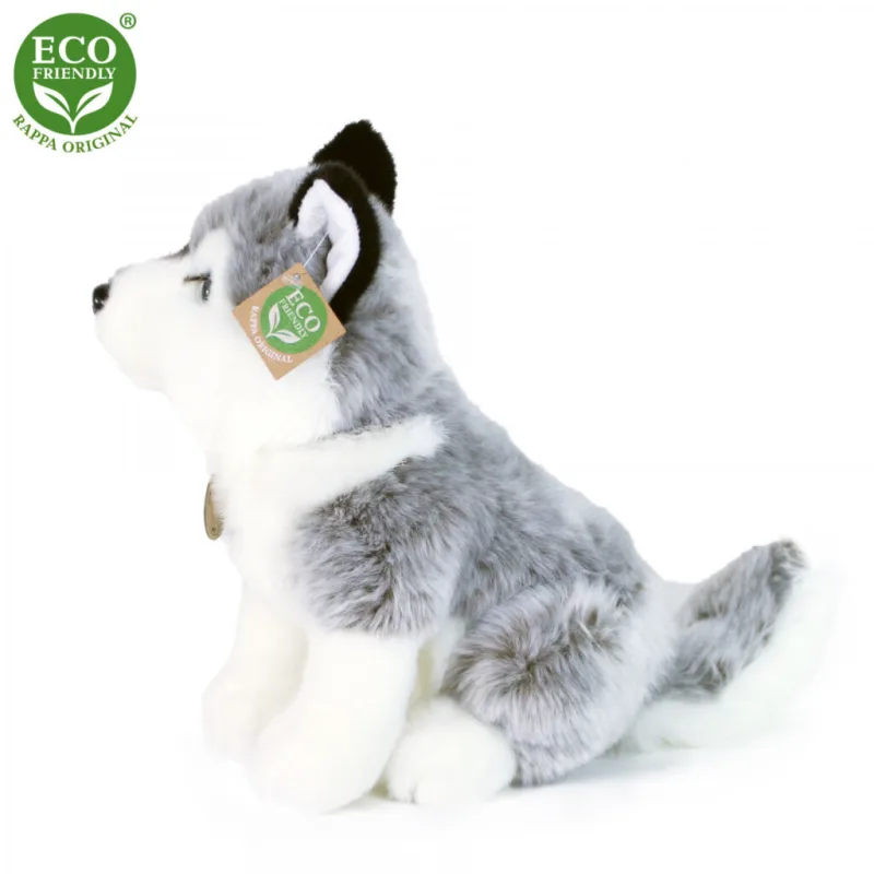 Plyšový pes Husky sediaci 30 cm ECO-FRIENDLY