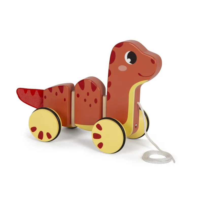 Drevená ťahacia hračka Dino