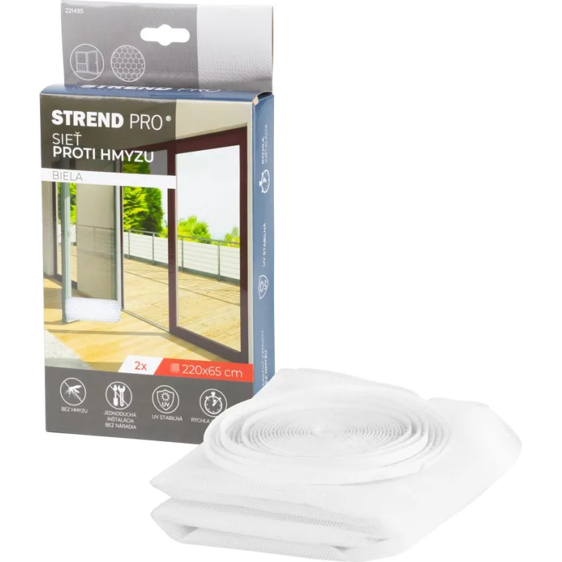 Sieť proti hmyzu na balkónové dvere FlyScreen – biela, 2 ks, 220x65 cm