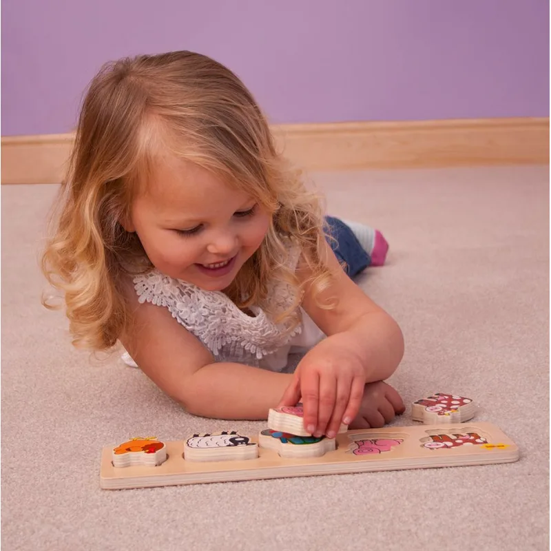 Bigjigs Toys Drevené vkladacie puzzle - Farma