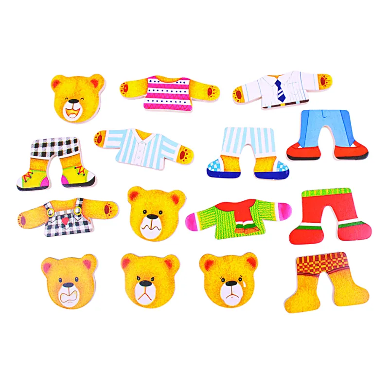 Bigjigs Toys Drevené obliekacie puzzle - Medvedia rodinka