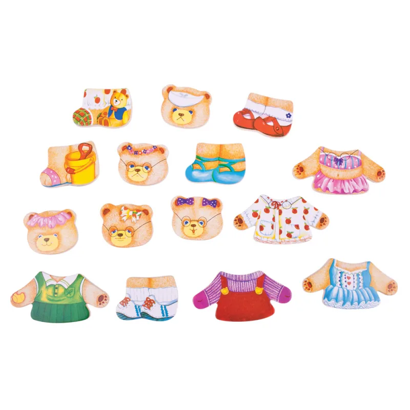 Bigjigs Toys Drevené obliekacie puzzle - Medvedia rodinka