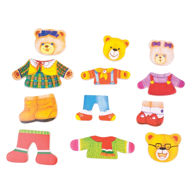 Bigjigs Toys Drevené obliekacie puzzle - Medvedia rodinka