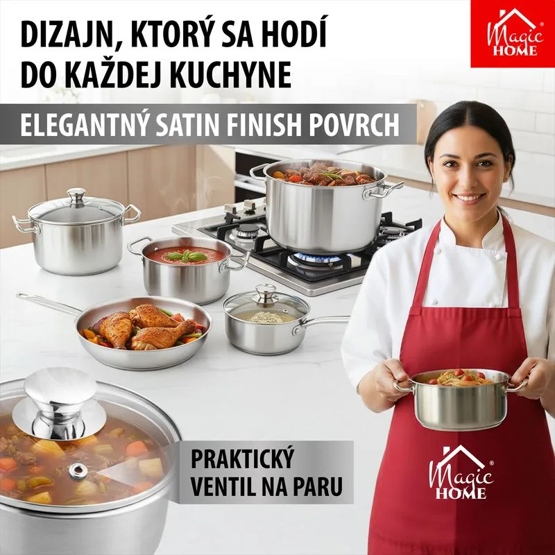 Rajnica MagicHome Chloe, 14 cm, 1 lit. so sklenenou pokrievkou, nerez