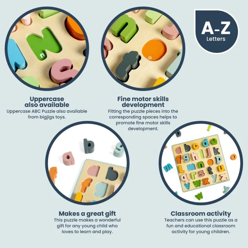 Drevené puzzle malé písmená ABC