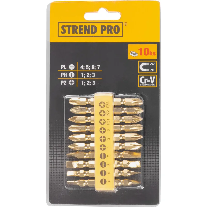 Sada bitov Strend Pro GoldenFish, 10 dielna, CrV, L-65 mm
