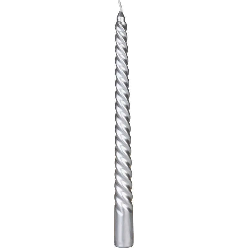 Strieborné špirálové sviečky MagicHome, 25 cm, balenie 4 ks