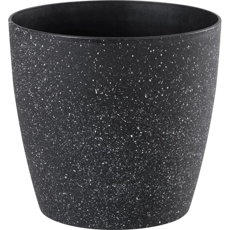 Čierny kvetináč Strend Pro Stone, 35x35 cm, efekt kameňa