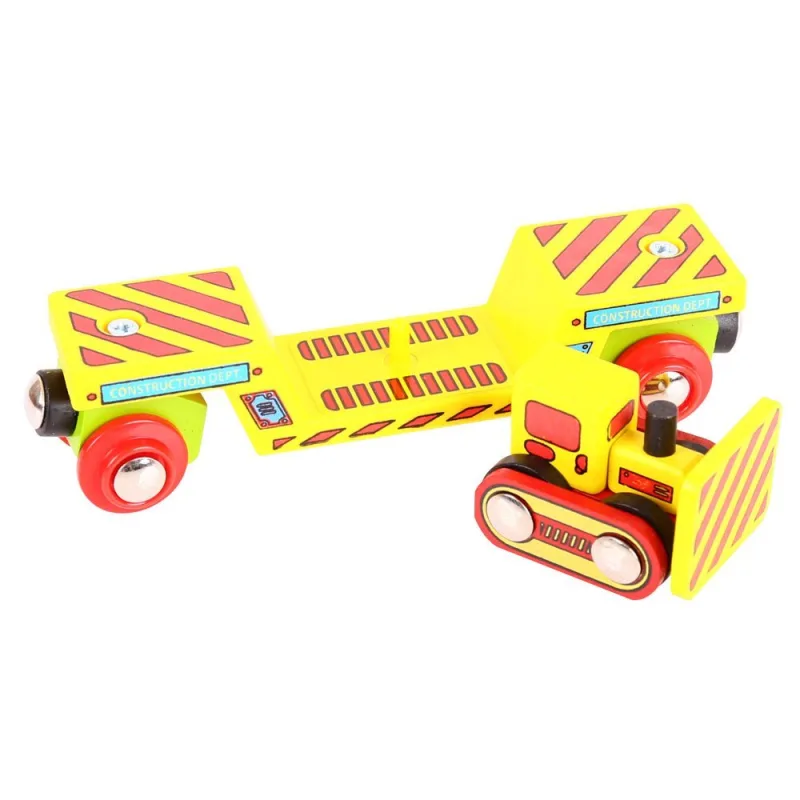 Bigjigs Rail Drevené vláčiky - Vagón s buldozérom