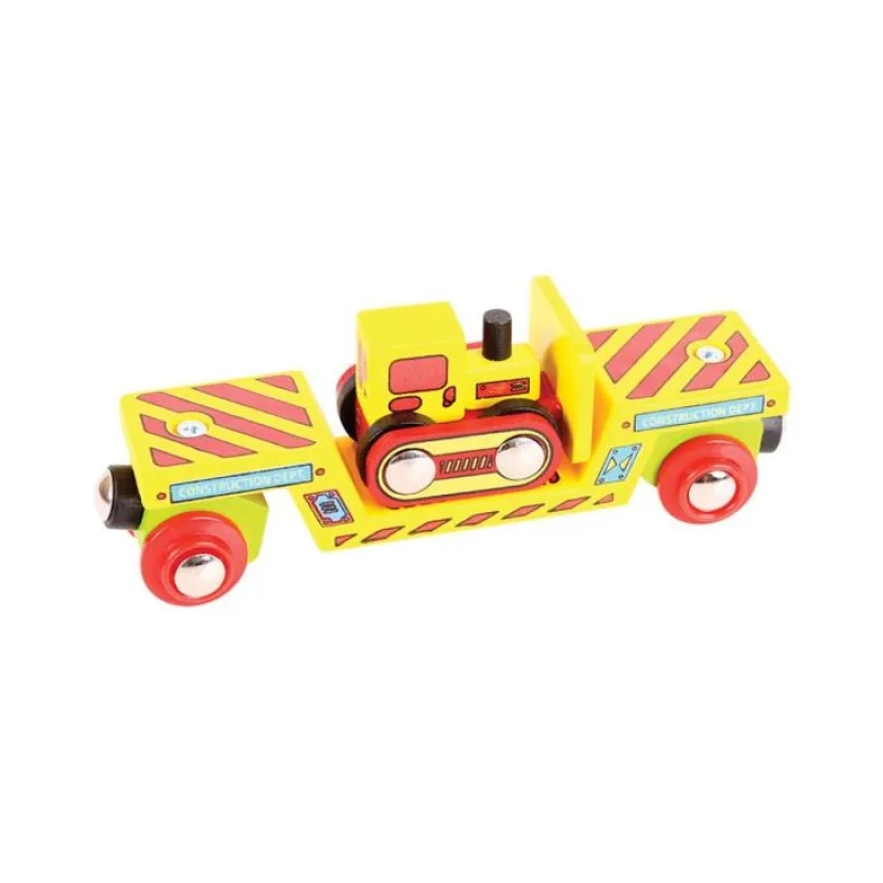 Bigjigs Rail Drevené vláčiky - Vagón s buldozérom