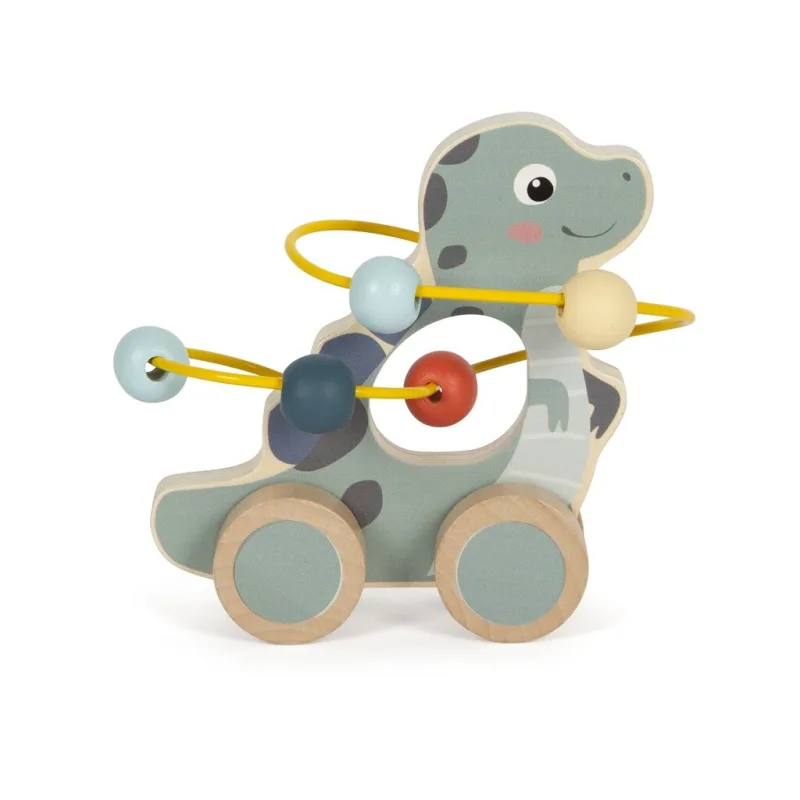 Hračka na kolieskach s korálkovým labyrintom Dino