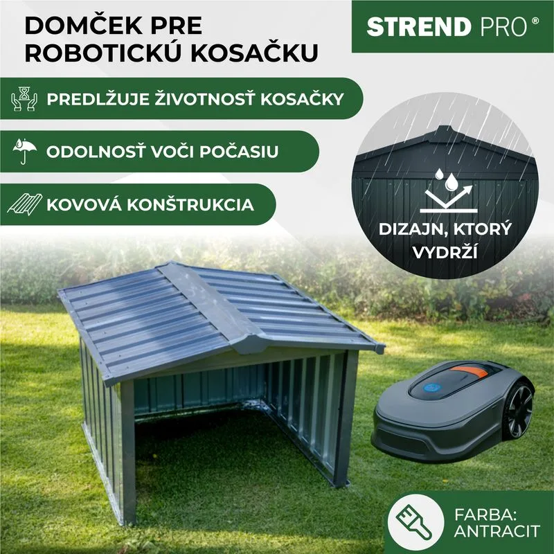 Domček na robotickú kosačku Strend Pro, garáž, plech, antracit, 68x88x60 cm
