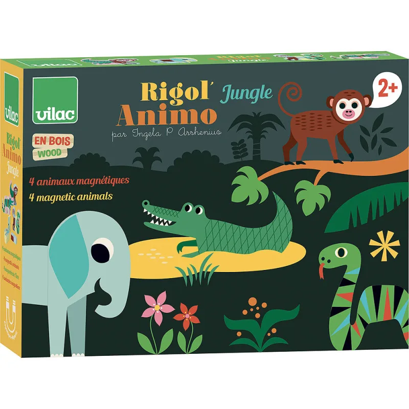 Vilac Drevené magnetické puzzle Zvieratká Jungle
