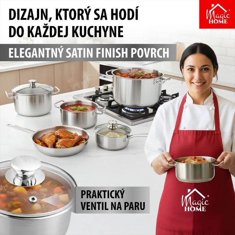 Rajnica MagicHome Chloe, 18 cm, 2 lit. so sklenenou pokrievkou, nerez
