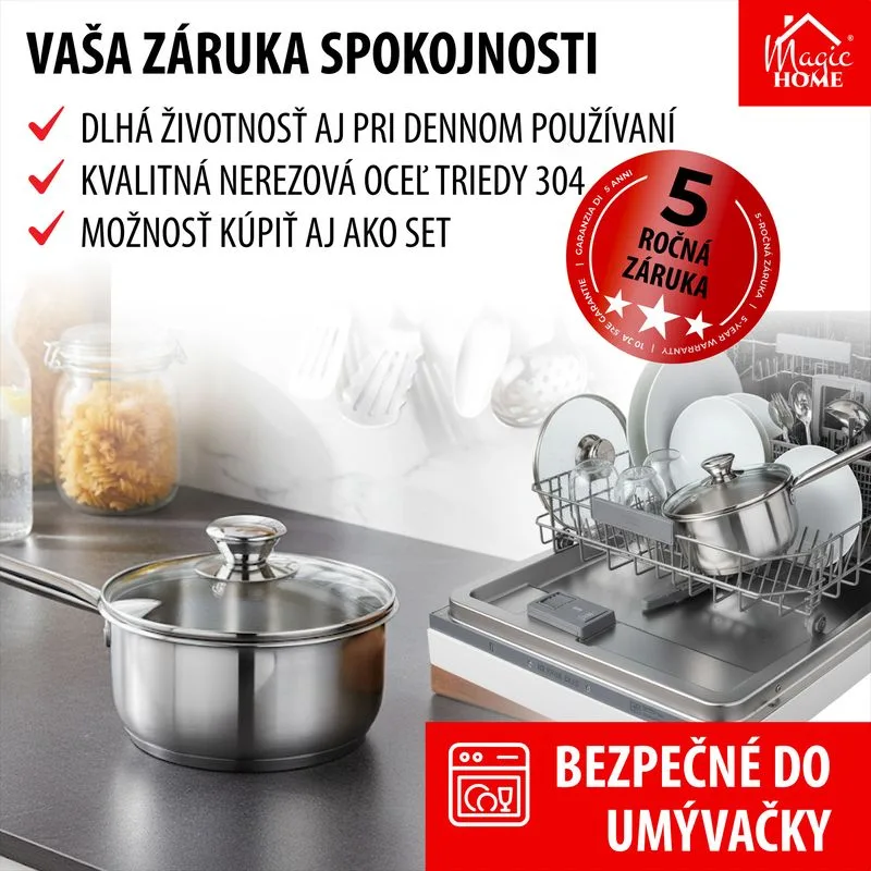 Rajnica MagicHome Chloe, 18 cm, 2 lit. so sklenenou pokrievkou, nerez