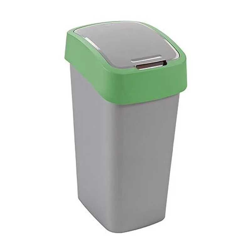 Kôš na odpadky Curver FLIP BIN 10L, šedostrieborný / zelený