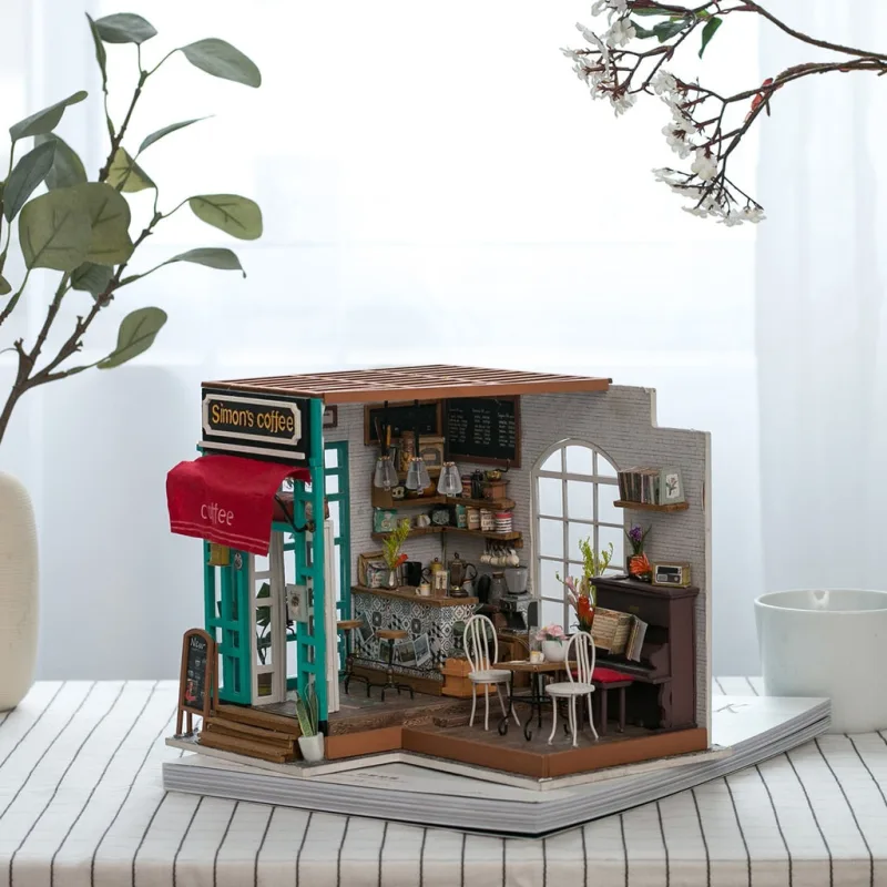 RoboTime Drevené 3D puzzle Miniatúra kaviareň DG109