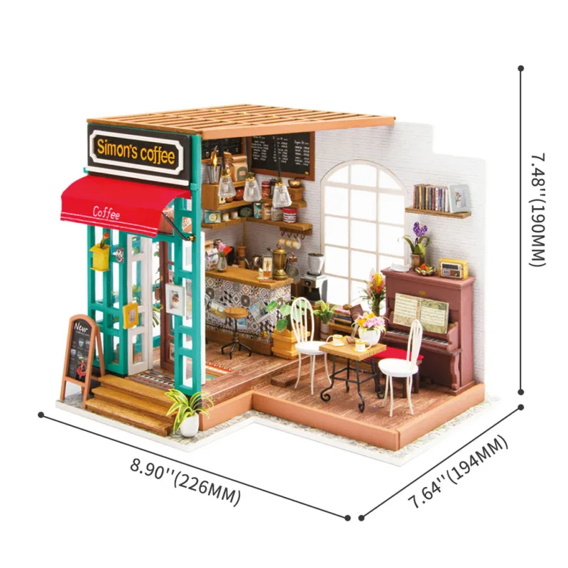 RoboTime Drevené 3D puzzle Miniatúra kaviareň DG109