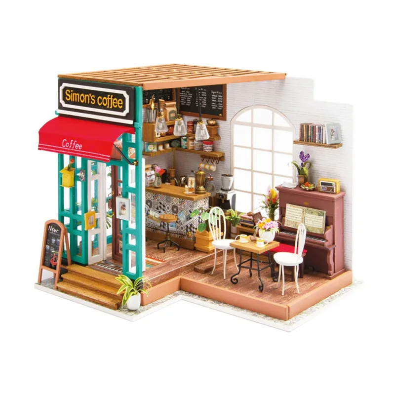 RoboTime Drevené 3D puzzle Miniatúra kaviareň DG109