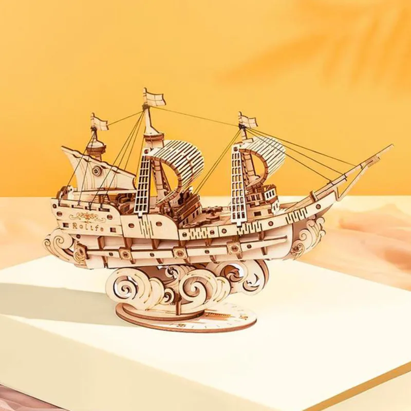 RoboTime Drevené 3D puzzle Vojenská plachetnica 118 ks