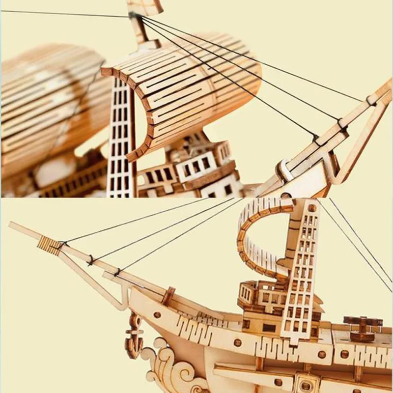 RoboTime Drevené 3D puzzle Vojenská plachetnica 118 ks
