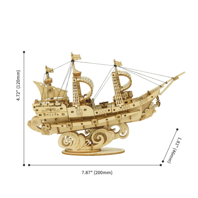 RoboTime Drevené 3D puzzle Vojenská plachetnica 118 ks