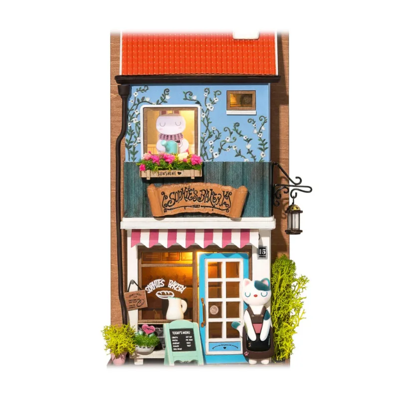RoboTime Drevené 3D puzzle Miniatúra domčeka na zavesenie Sofiina pekáreň