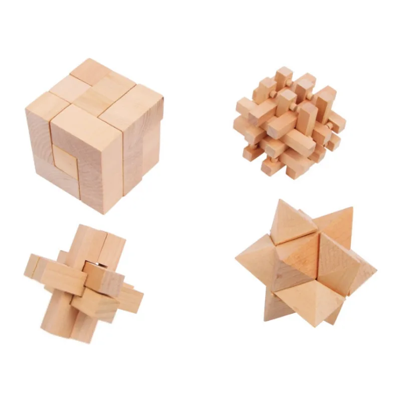 Drevené hlavolamy set 4 ks