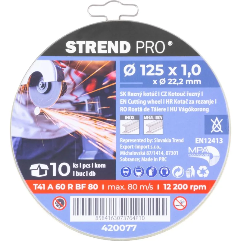 Rezný kotúč na kov Strend Pro 125x1,0x22,2 mm, dóza, 10 ks