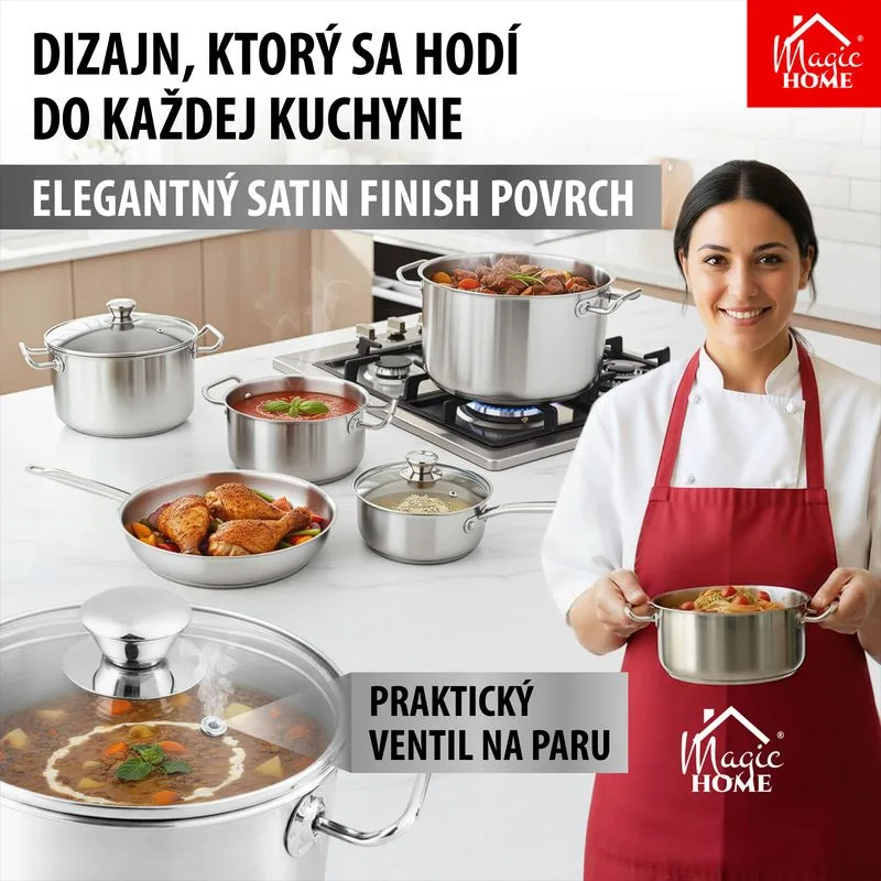 Kastról MagicHome Chloe, hrniec, 20 cm, 3 lit., so sklenenou pokrievkou, nerez